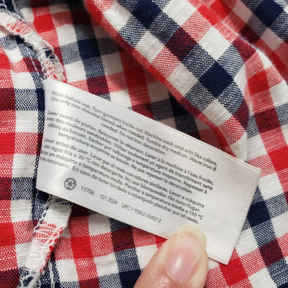 Oshkosh B'gosh Gingham Girls 10/10A Red White Blue Sundress Ruffle Patriotic - Picture 9 of 15